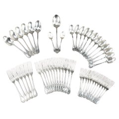 Christofle, Set of 51 Louis XV Style Silver Plated Flatware