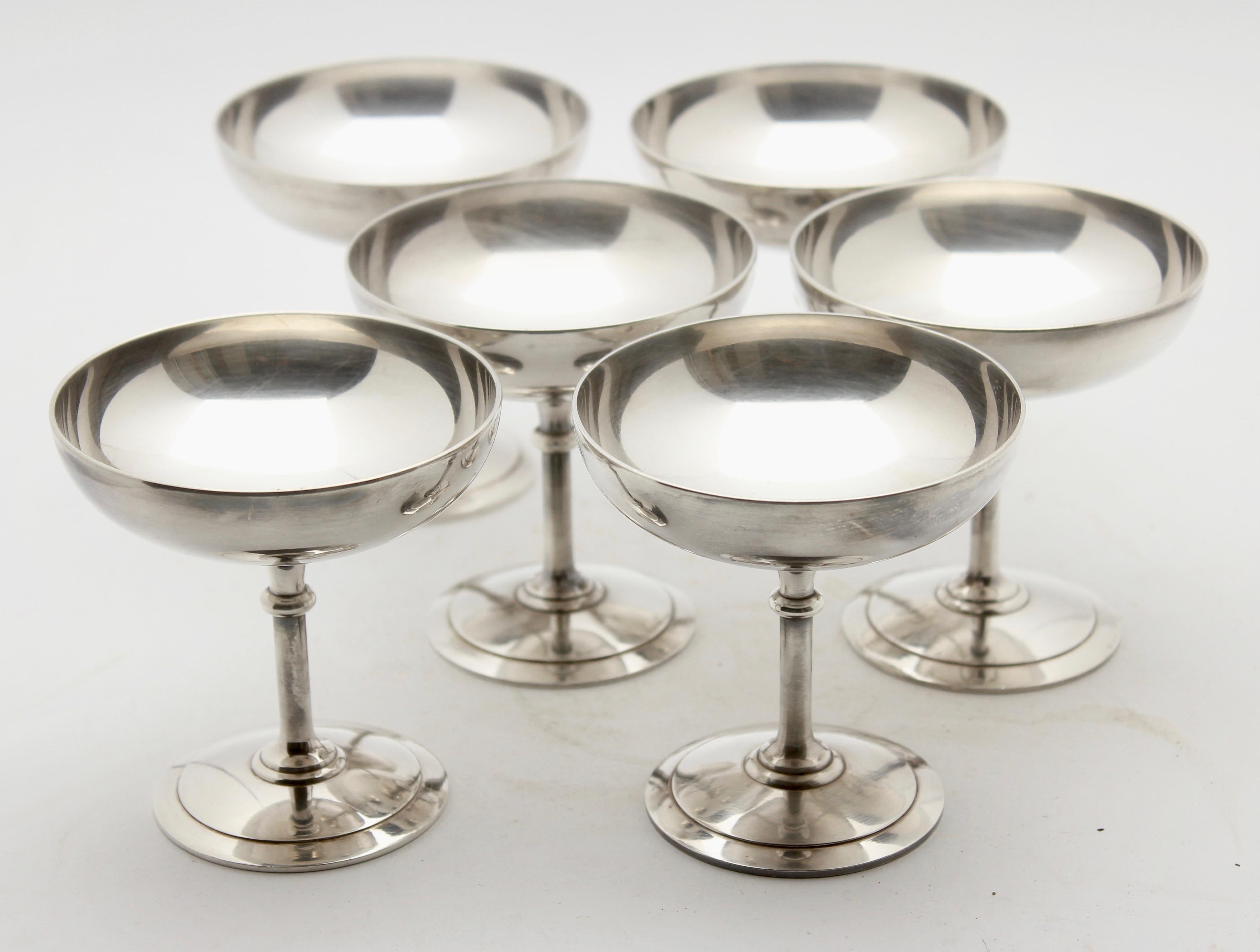Mid-20th Century Christofle Set of 6 Silver Plated Ice Cream Bowl