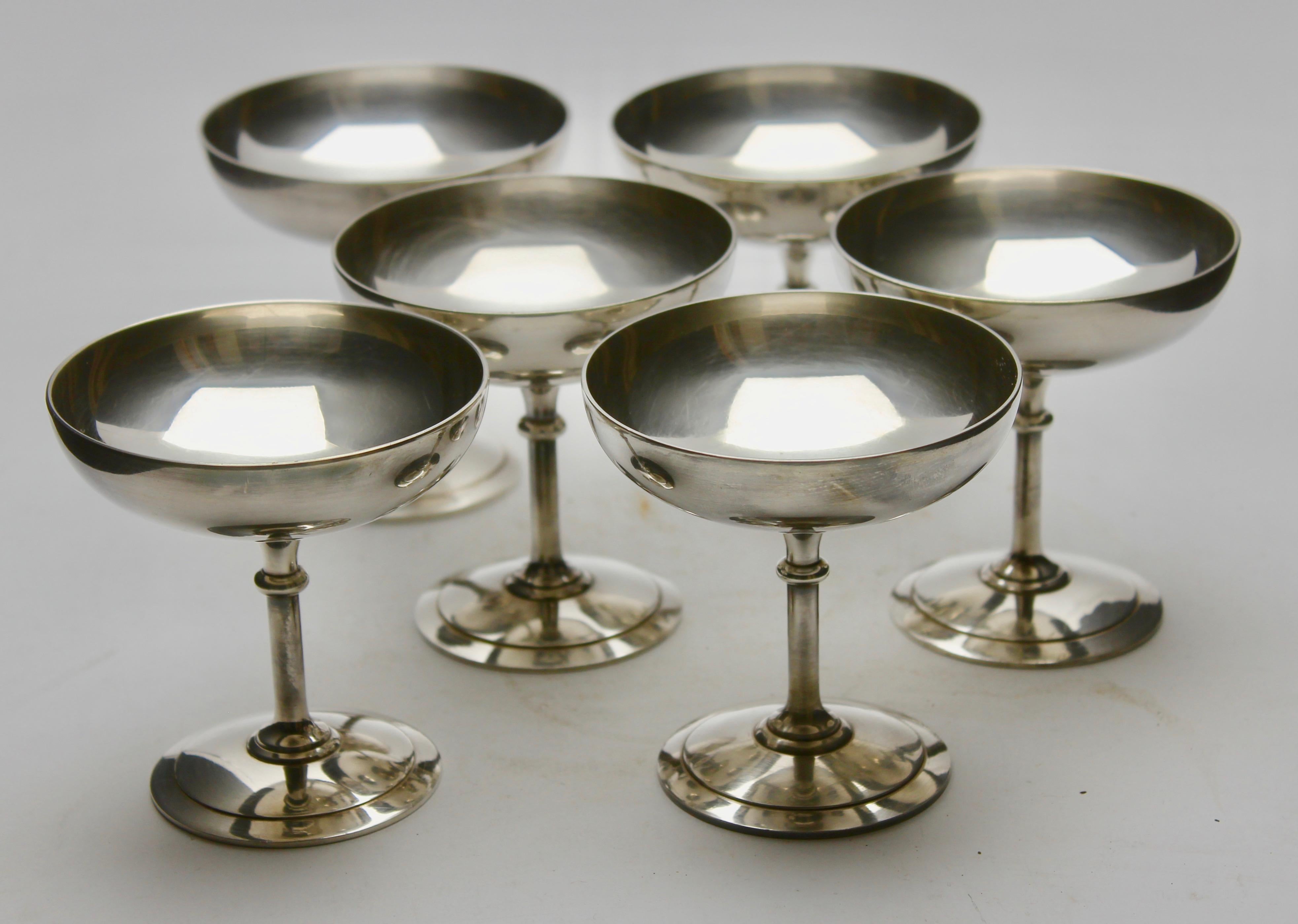 Christofle Set of 6 Silver Plated Ice Cream Bowl In Good Condition In Verviers, BE