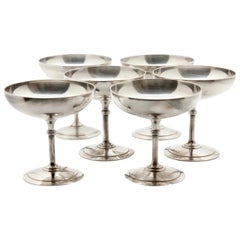 Vintage Christofle Set of 6 Silver Plated Ice Cream Bowl