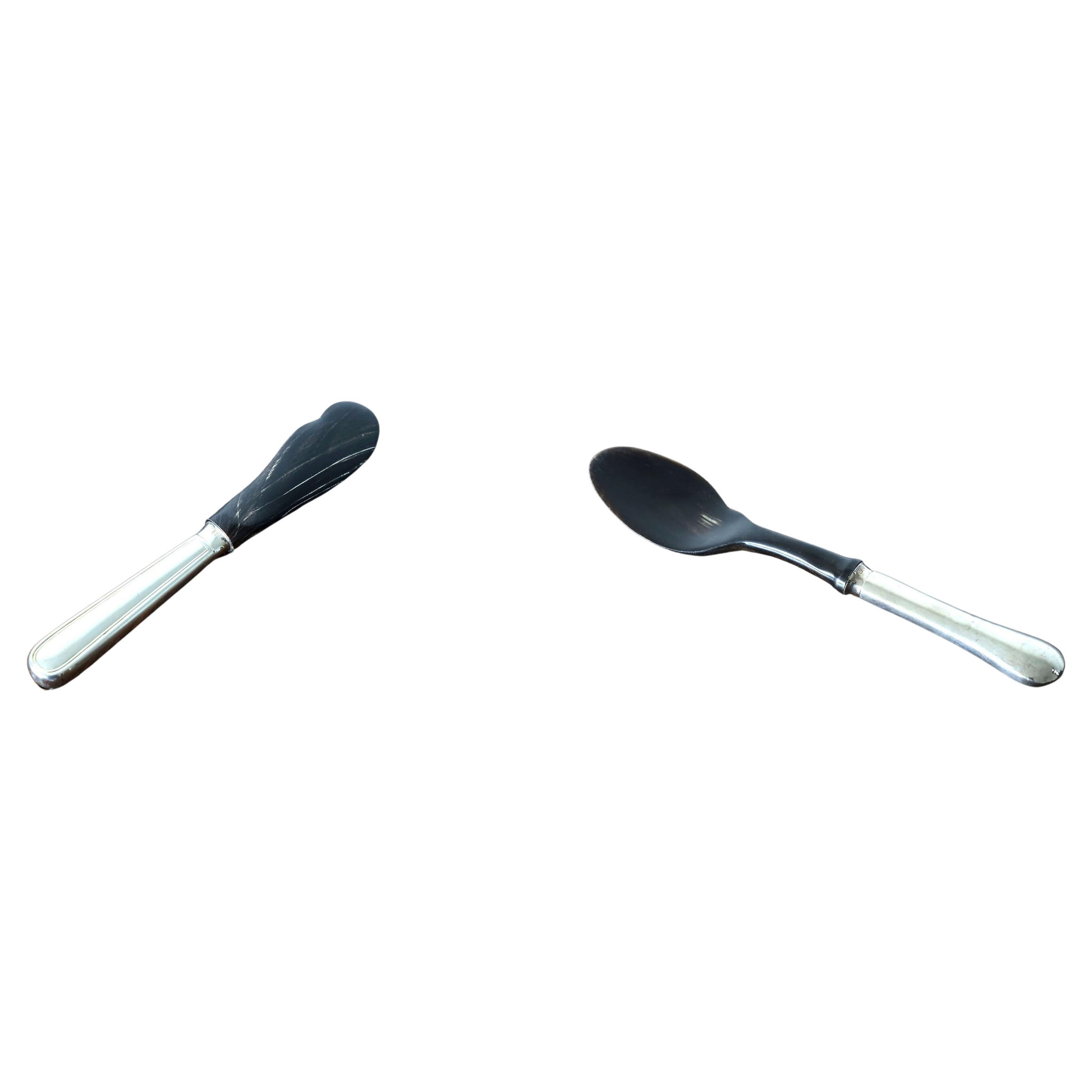 Juego Christofle de Cuchara y Espátula para Caviar