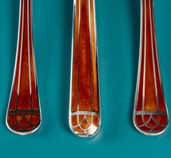 Christofle - Set of Talisman Flatware Plated Silver Chinese Lacquer - 72 Pieces