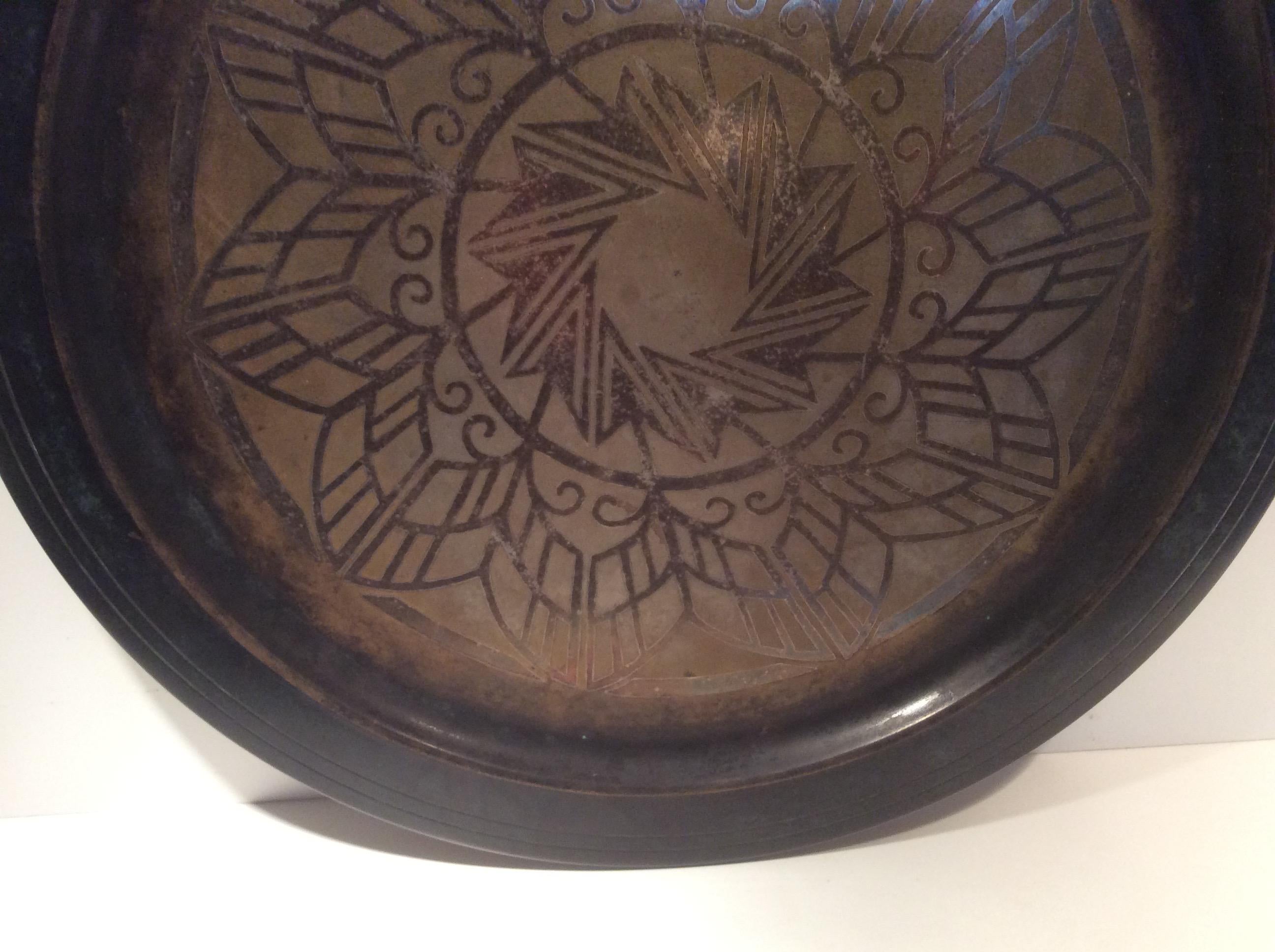 Christofle Silver Bronze Inlaid Charger In Good Condition In London, GB