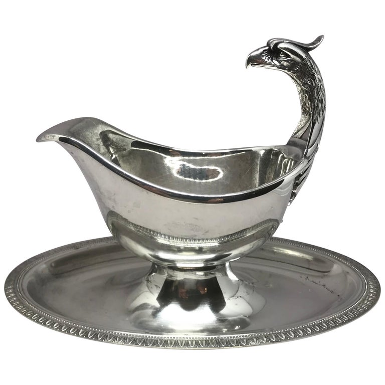 Christofle Silver Eagle Gravy Boat For Sale at 1stDibs | christofle gravy  boat, silver gravy boat with attached plate, silver plated gravy boat