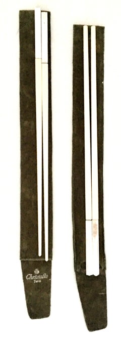 Christofle Silver France Pair of Ivory and Silver Asian Chopsticks S/2