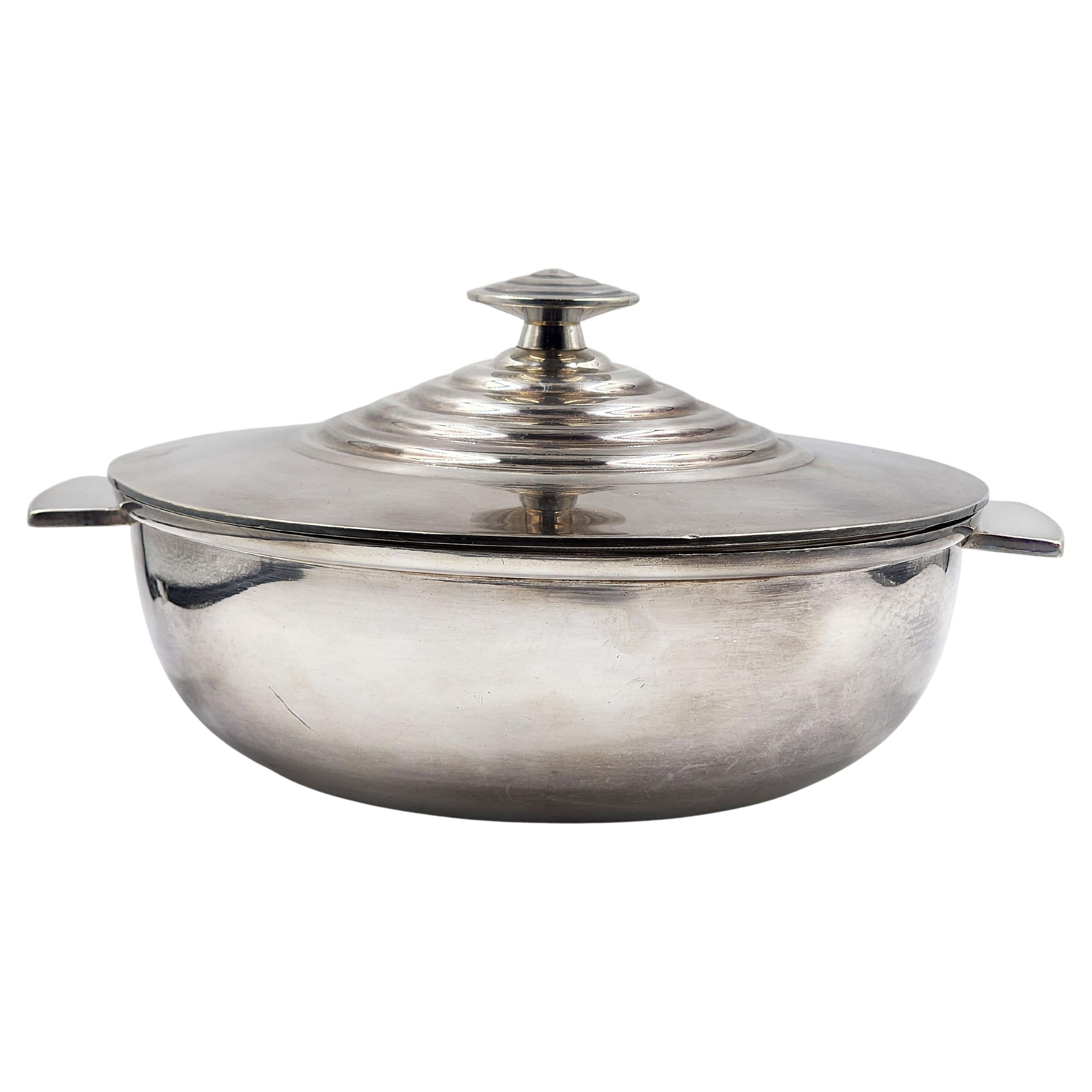 Ciotola per stufato Christofle Silver Metal Art Deco in vendita
