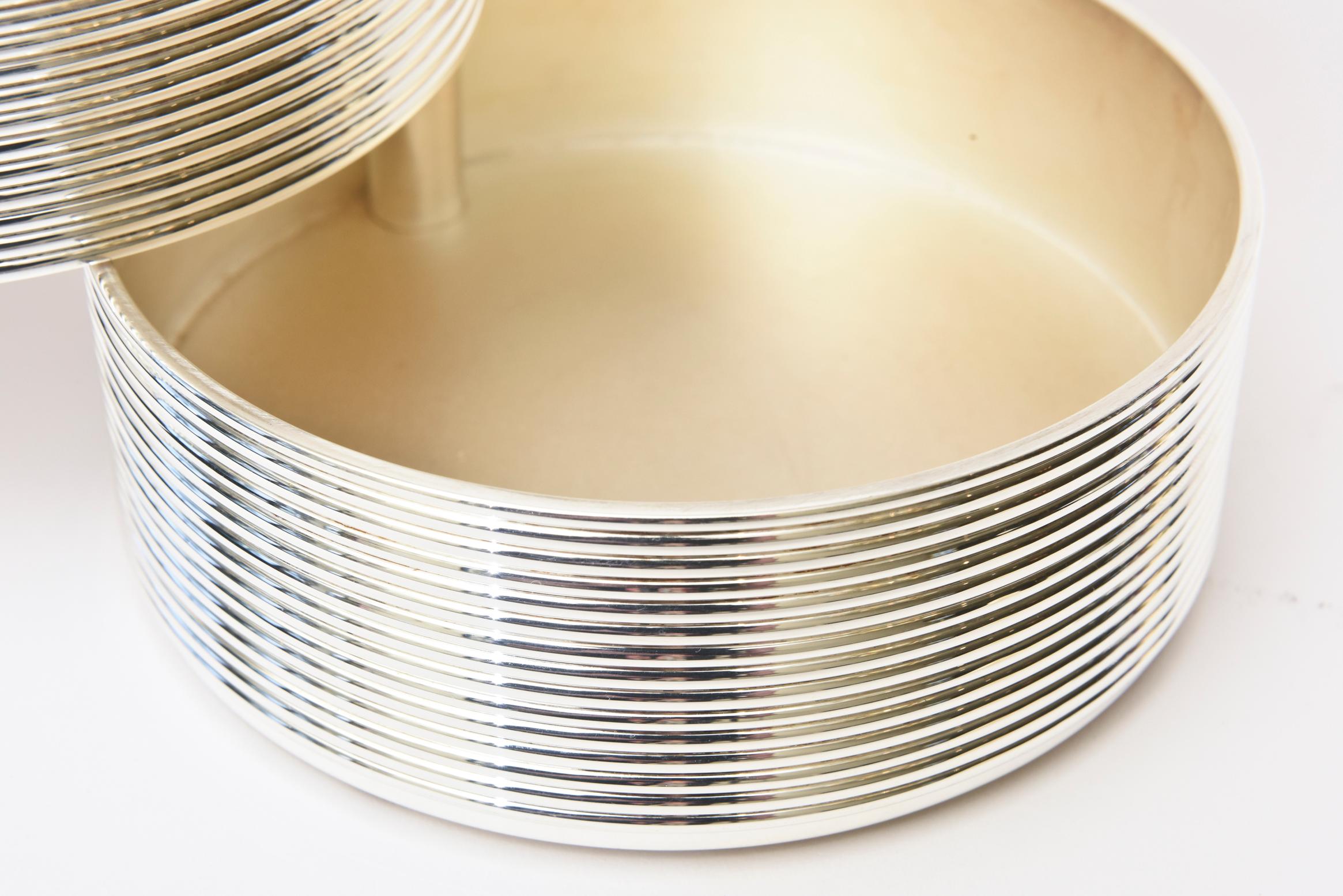 Christofle K&T Silver-Plate 3 Tier Cantilever Box 90's Desk Accessory en venta 3