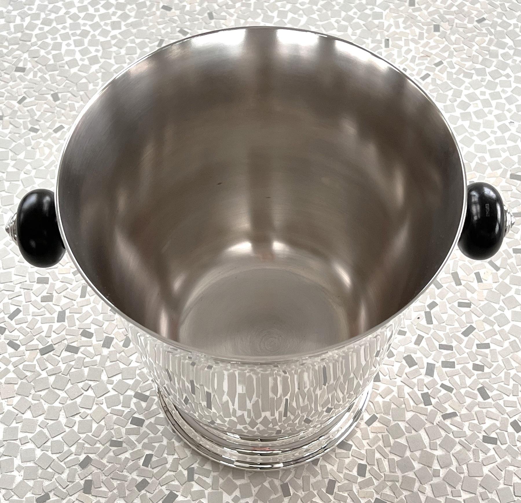 Christofle Silver Plate and Ebony Champagne Ice Bucket or Wine Cooler, 1980s 8