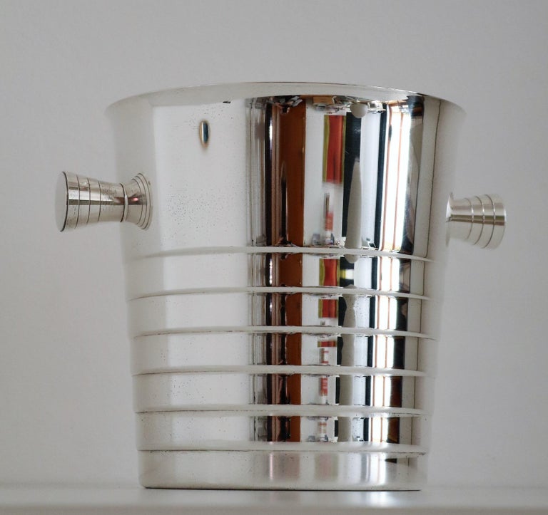 Christofle Silver Plate Champagne Ice Bucket Wine Cooler Barware, France, 1980s For Sale 9
