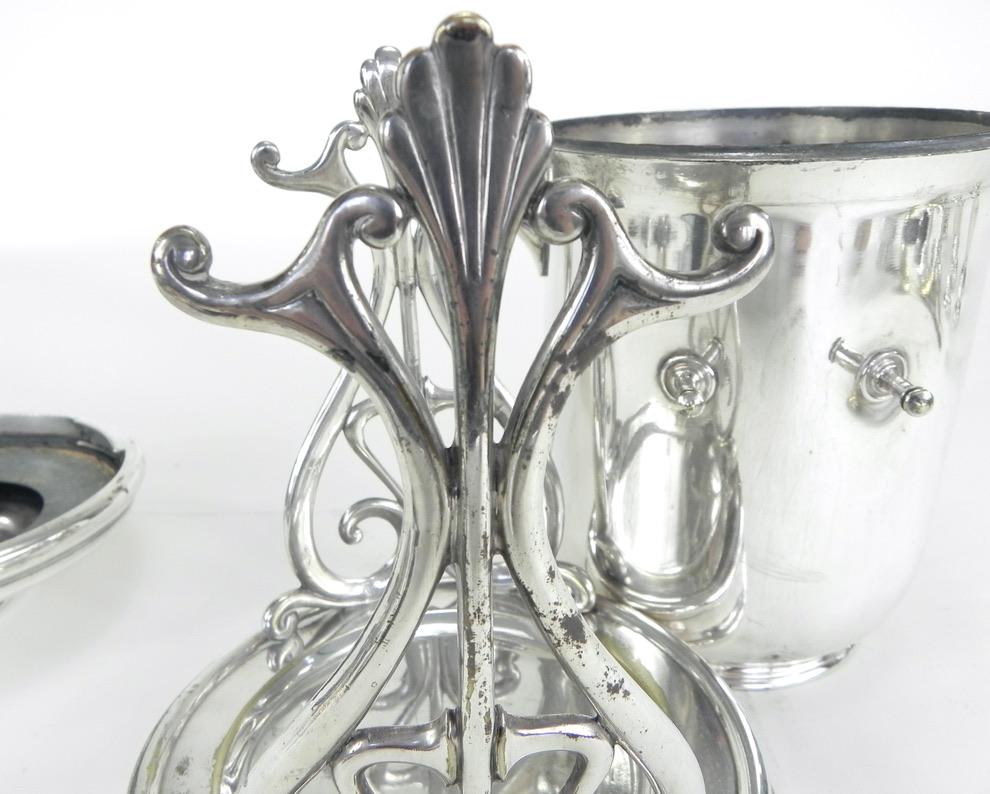 Christofle Silver Plate Champagne Wine Cooler/Pourer with Caddy, circa 1935 For Sale 5
