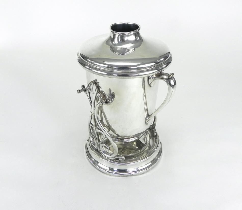 French Christofle Silver Plate Champagne Wine Cooler/Pourer with Caddy, circa 1935 For Sale