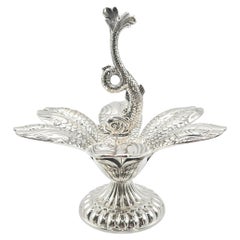 Juego de caviar con forma de flor de Christofle, de plata chapada, con cucharas para pescado, París, hacia 1960