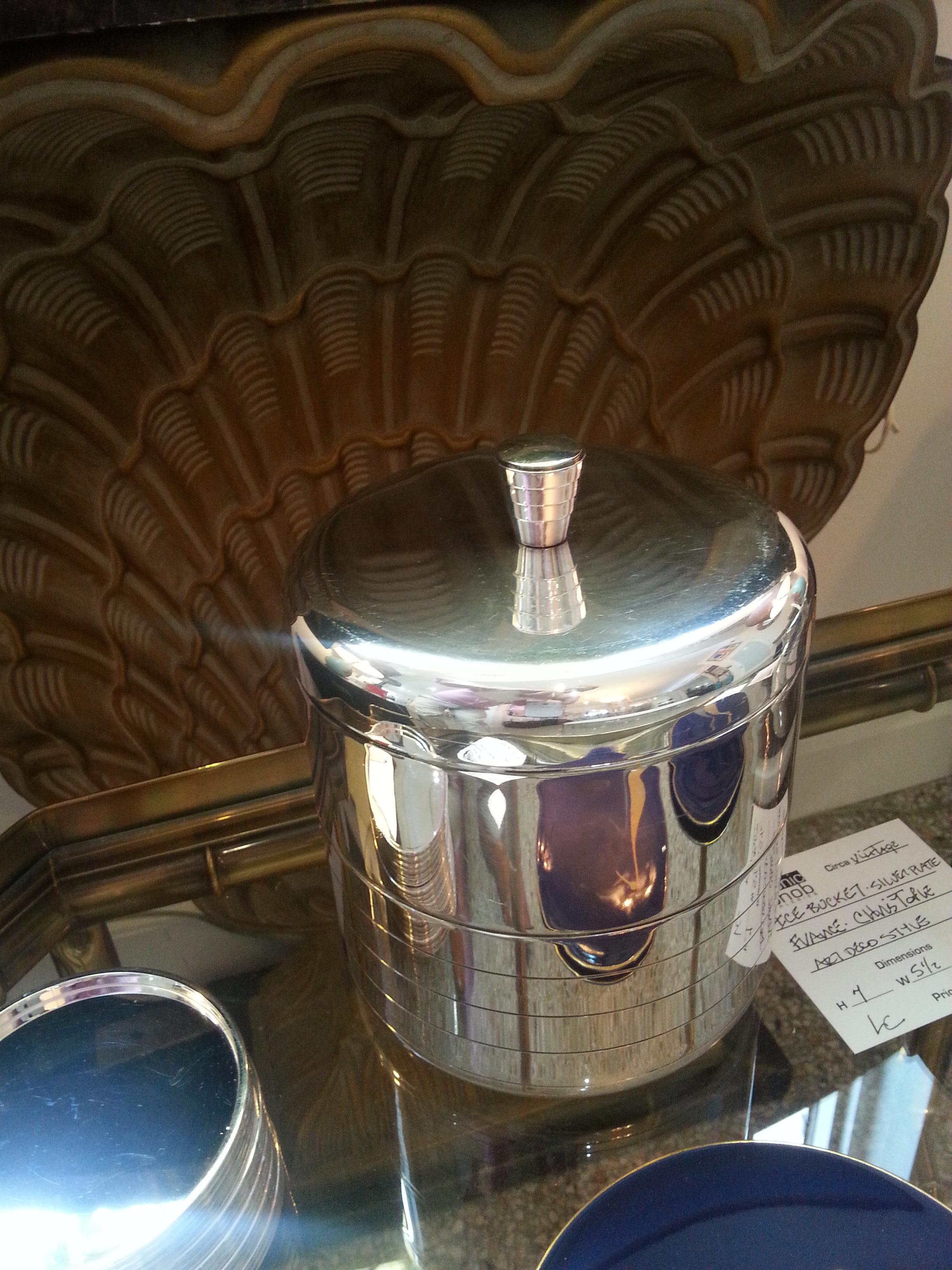 Christofle Silver Plate Isolierter Eiskübel mit Deckel 5