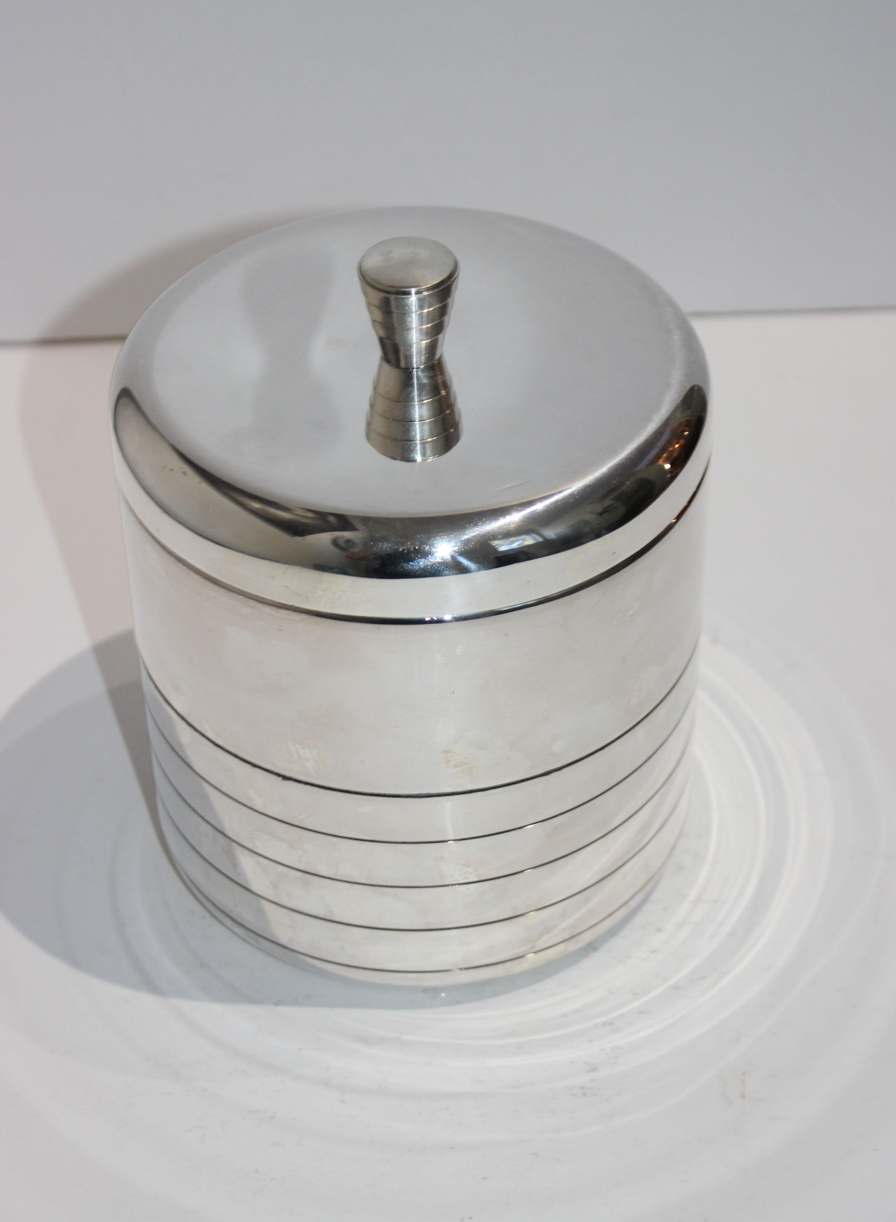 Polished Christofle Silver Plate Insulated Lidded Ice Bucket