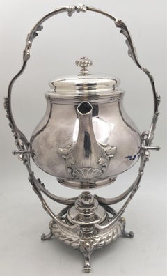 Christofle Silver Plate Kettle on Stand in Rococo Style