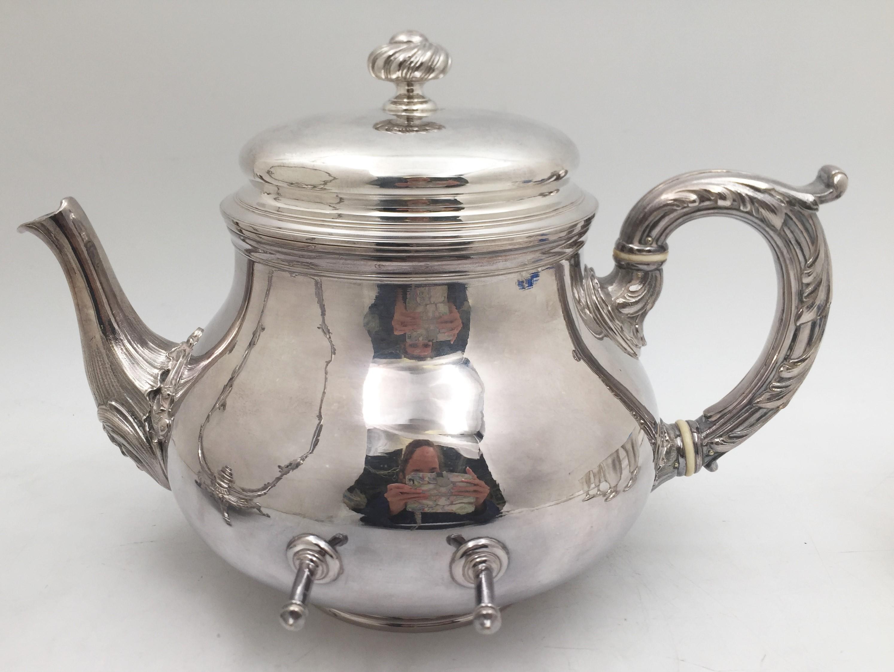 20th Century Christofle Silver Plate Kettle on Stand in Rococo Style For Sale