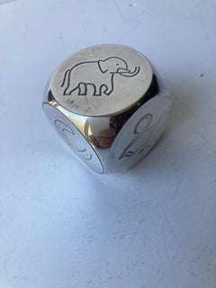 Christofle , pisapapeles de plata " Dados de la Suerte ".cubo .