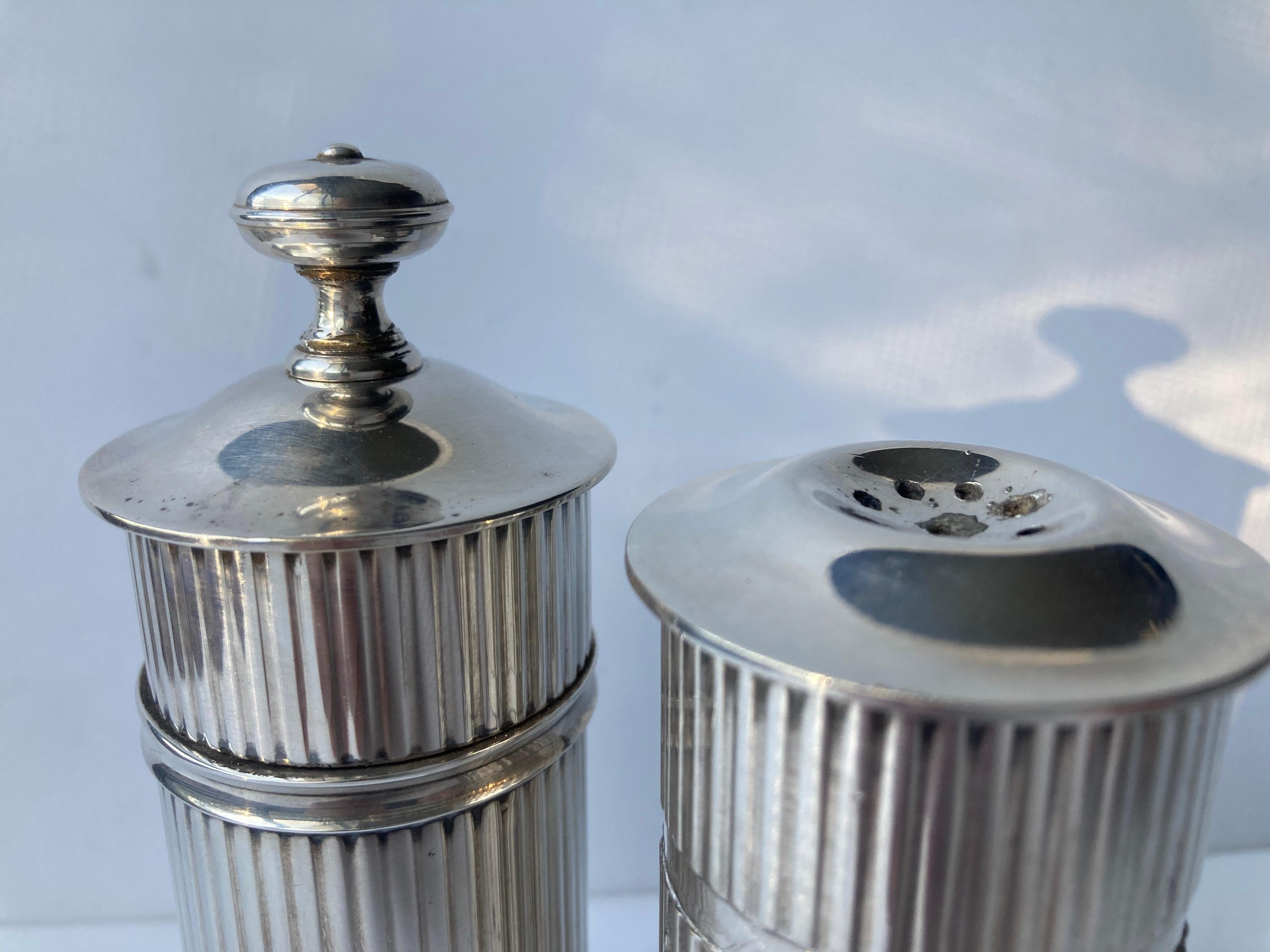 French Christofle  Silver Plate  ,  Salt & Pepper mill set , France For Sale