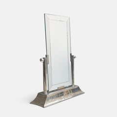 Miroir de coiffeuse Christofle en métal argenté des années 1930 par Luc Lanel