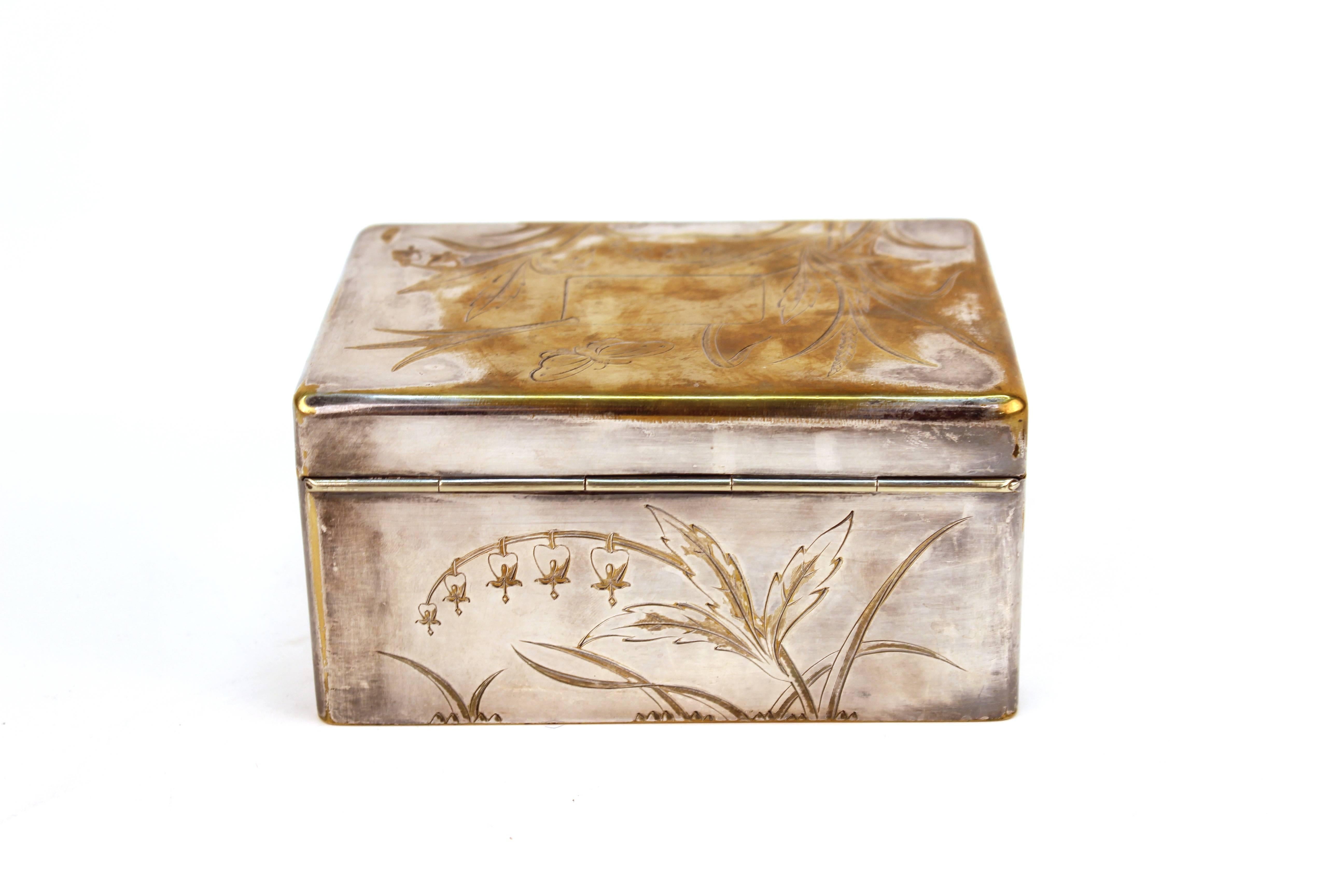 Art Nouveau Christofle Silver Plated and Incised Trinket Box