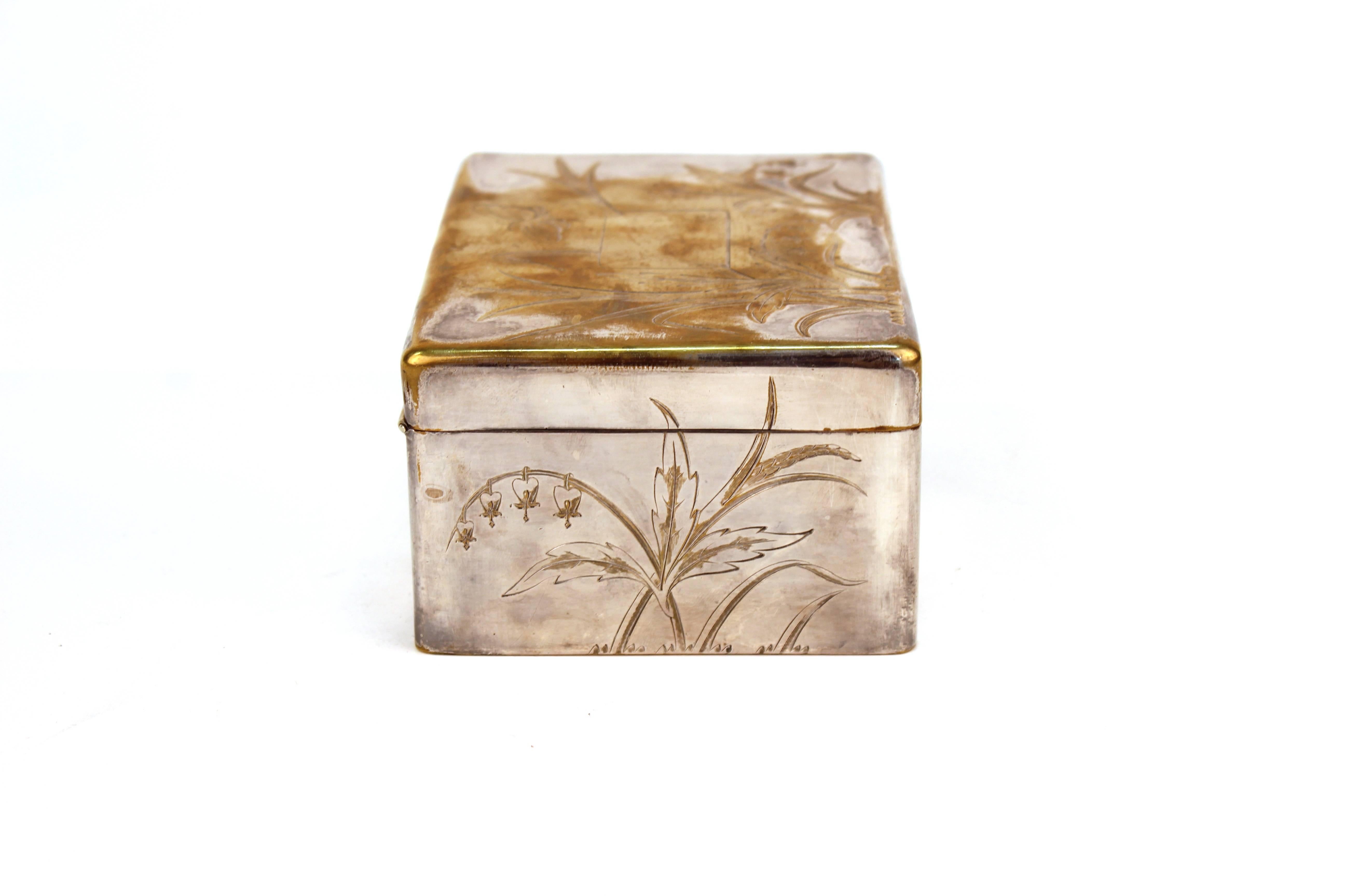 French Christofle Silver Plated and Incised Trinket Box