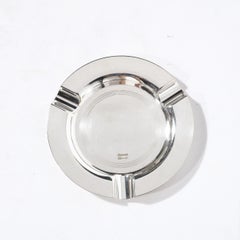 Christofle Silver-Plated Art Deco Style Ashtray With Engine Turned Engraving