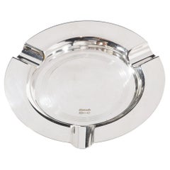 Vintage Christofle Silver-Plated Art Deco Style Ashtray With Engine Turned Engraving