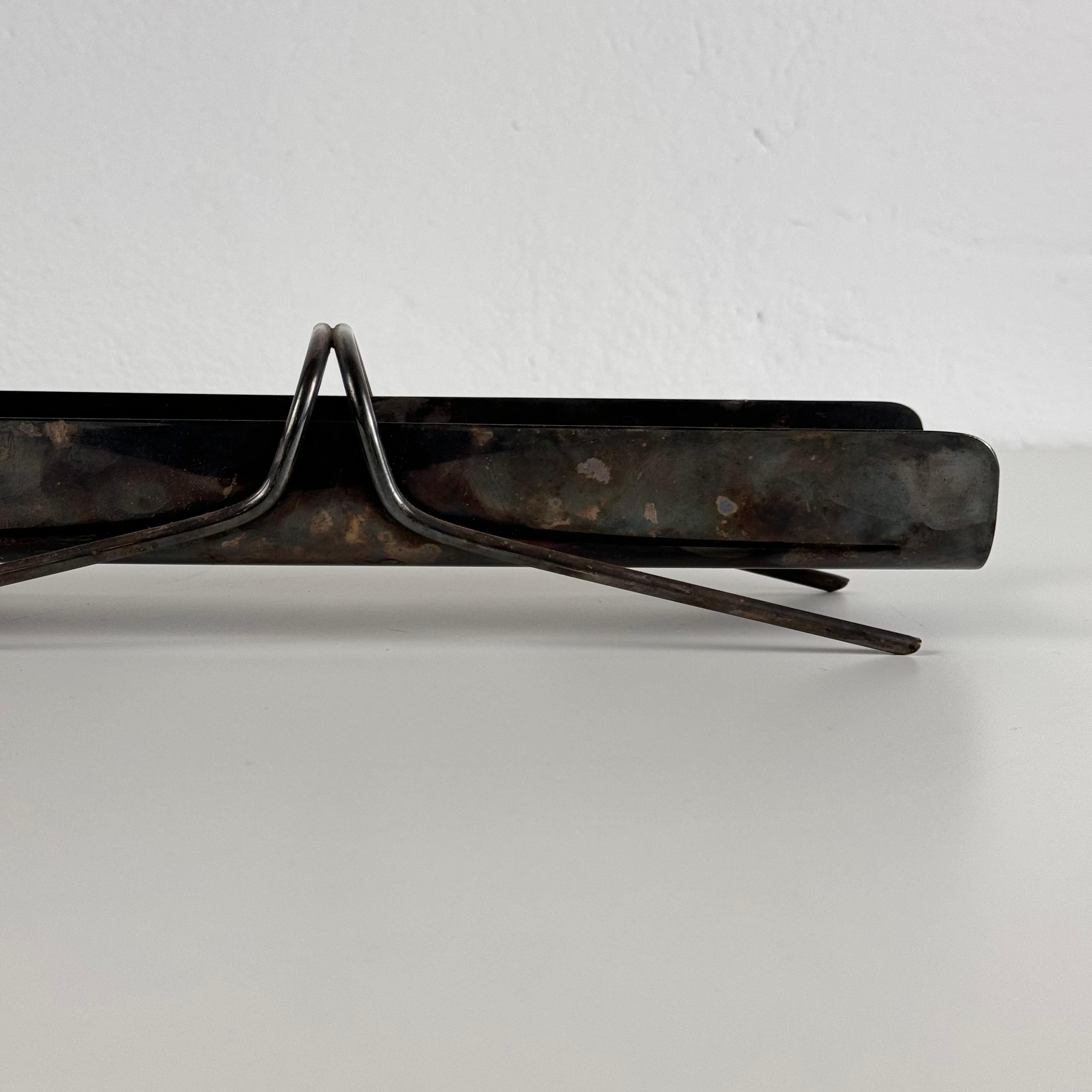 Mid-Century Modern Christofle Silver-Plated Breadstick Holder Attributed to Gio Ponti, 1950s For Sale
