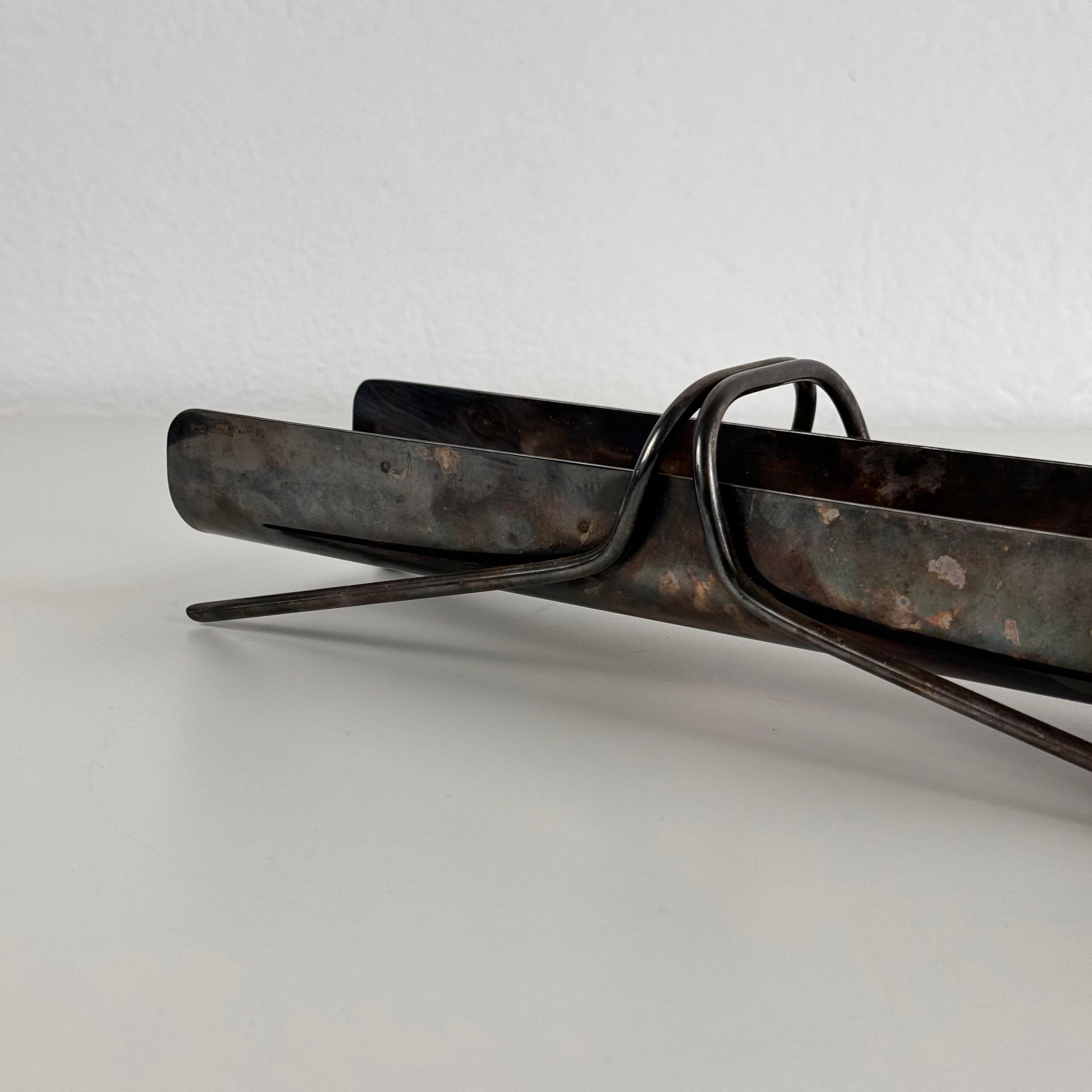 Christofle Silver-Plated Breadstick Holder Attributed to Gio Ponti, 1950s In Good Condition For Sale In Bagnolo Mella, Brescia