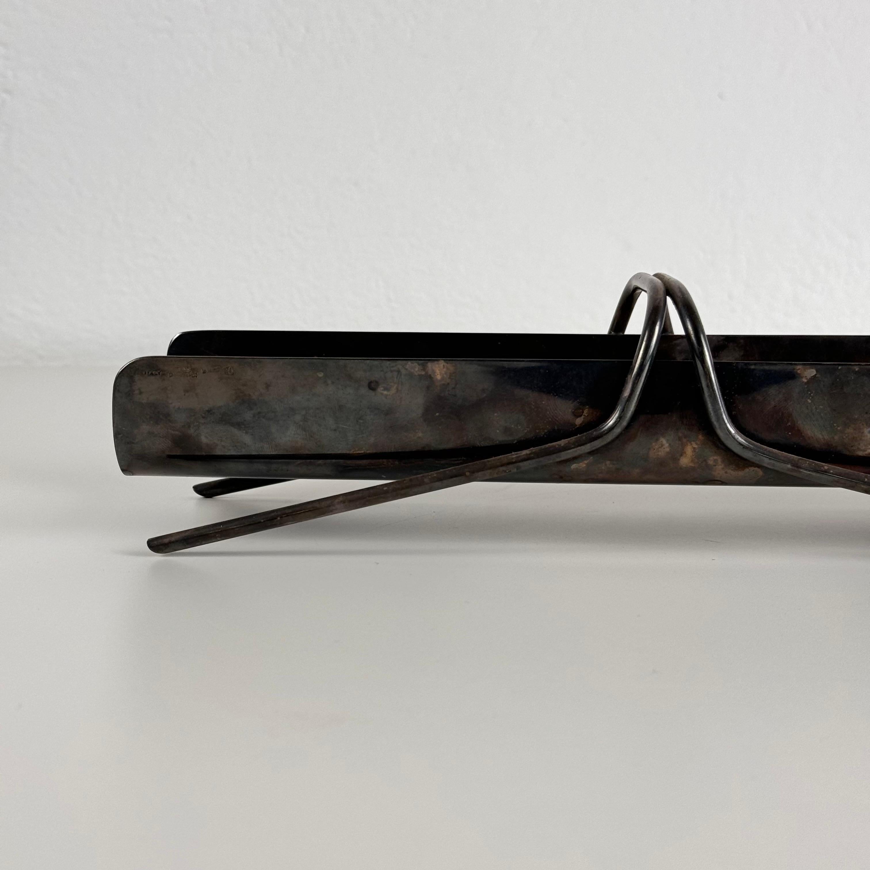 Mid-20th Century Christofle Silver-Plated Breadstick Holder Attributed to Gio Ponti, 1950s For Sale