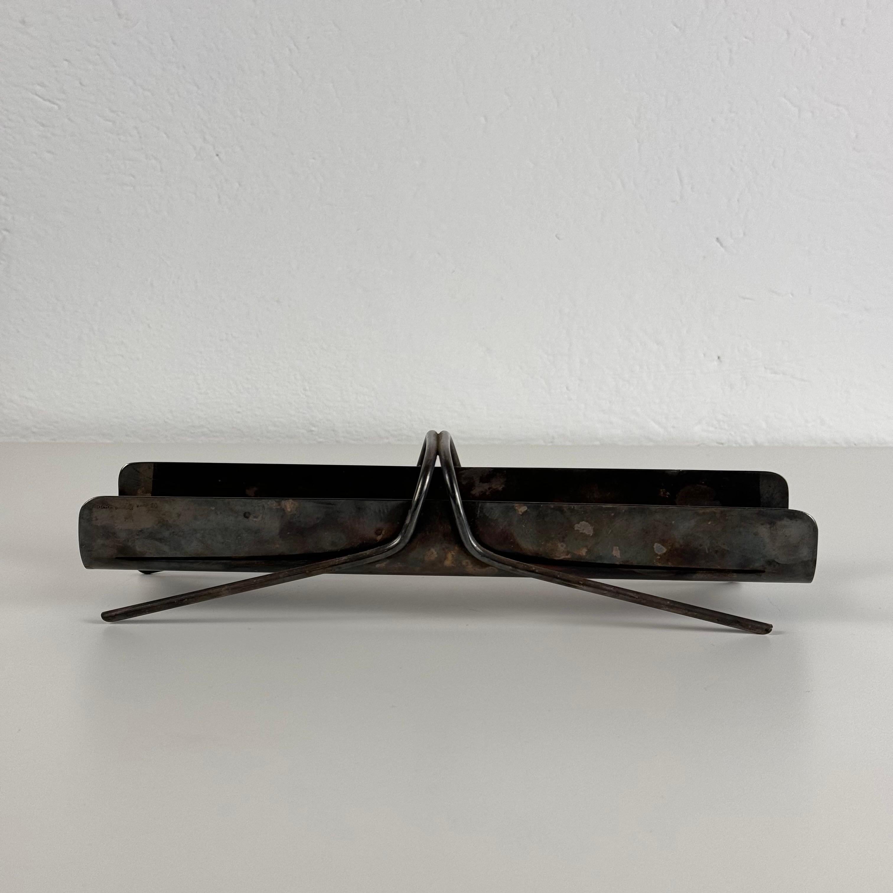 Silver Plate Christofle Silver-Plated Breadstick Holder Attributed to Gio Ponti, 1950s For Sale
