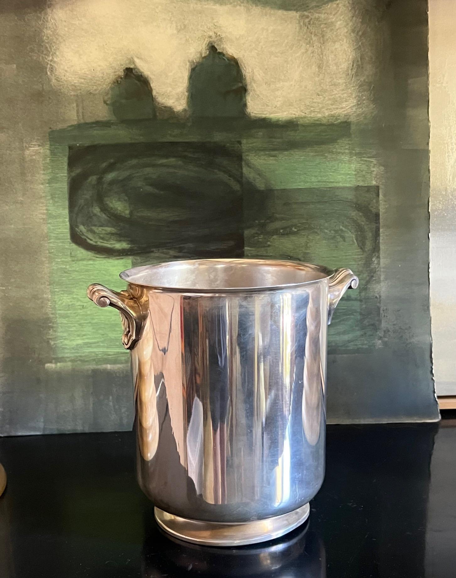 Art Deco Christofle Silver Plated Champagne Bucket, Circa 1950's For Sale