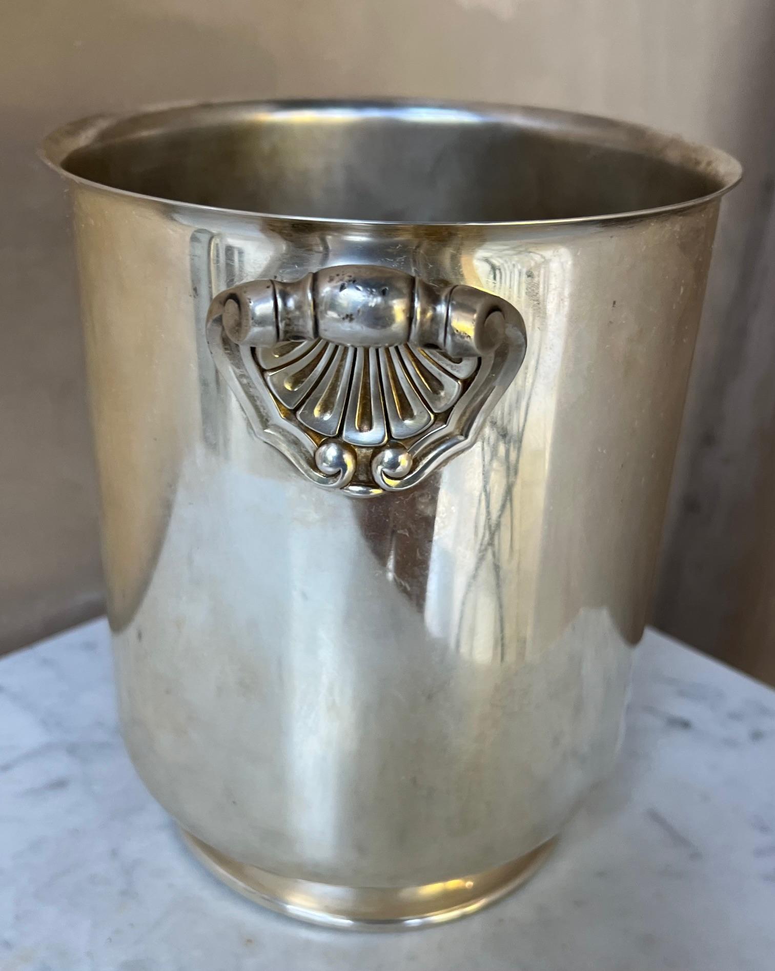 French Christofle Silver Plated Champagne Bucket, Circa 1950's For Sale