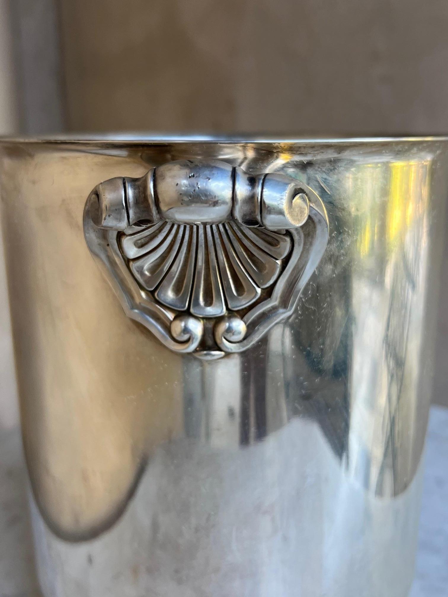 Cast Christofle Silver Plated Champagne Bucket, Circa 1950's For Sale