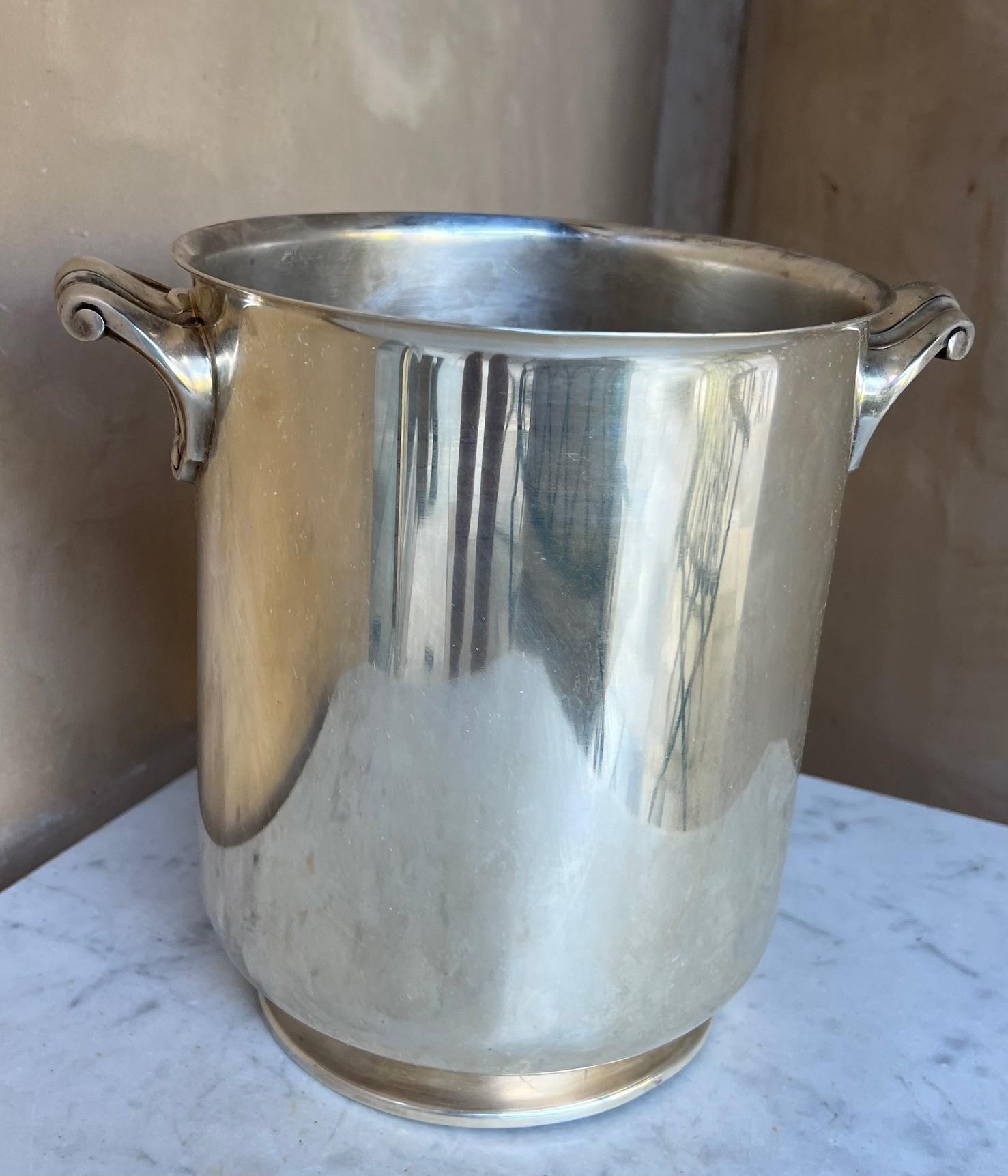 Christofle Silver Plated Champagne Bucket, Circa 1950's In Good Condition For Sale In Ross, CA