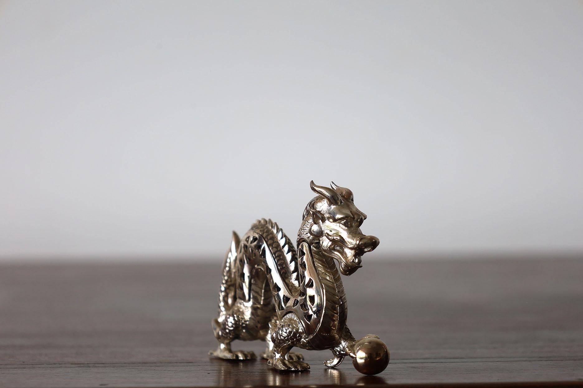Organic Modern Christofle Silver Plated Dragon Figurine