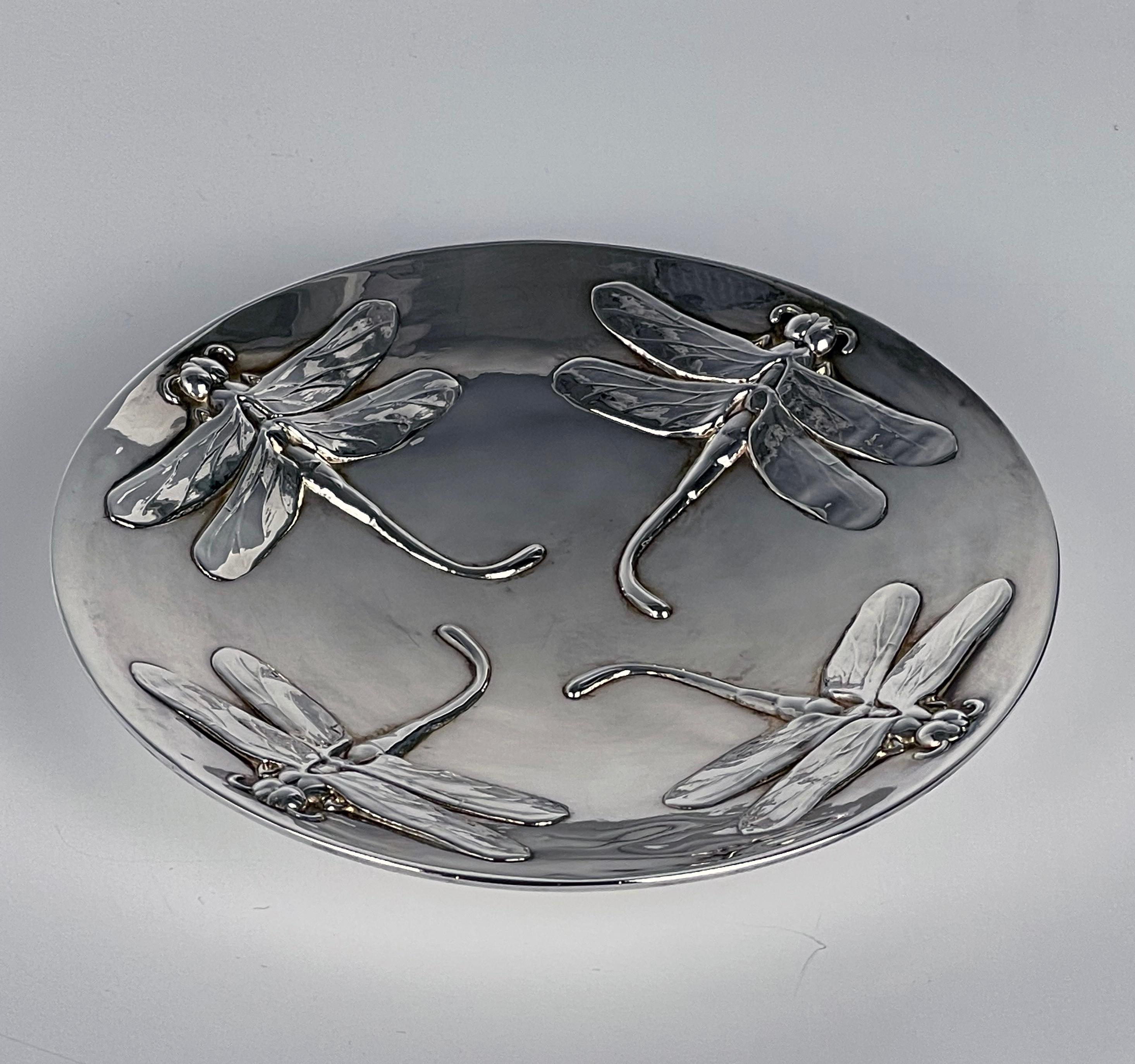 Art Nouveau Christofle Silver-Plated Dragonflies Vide-Poche