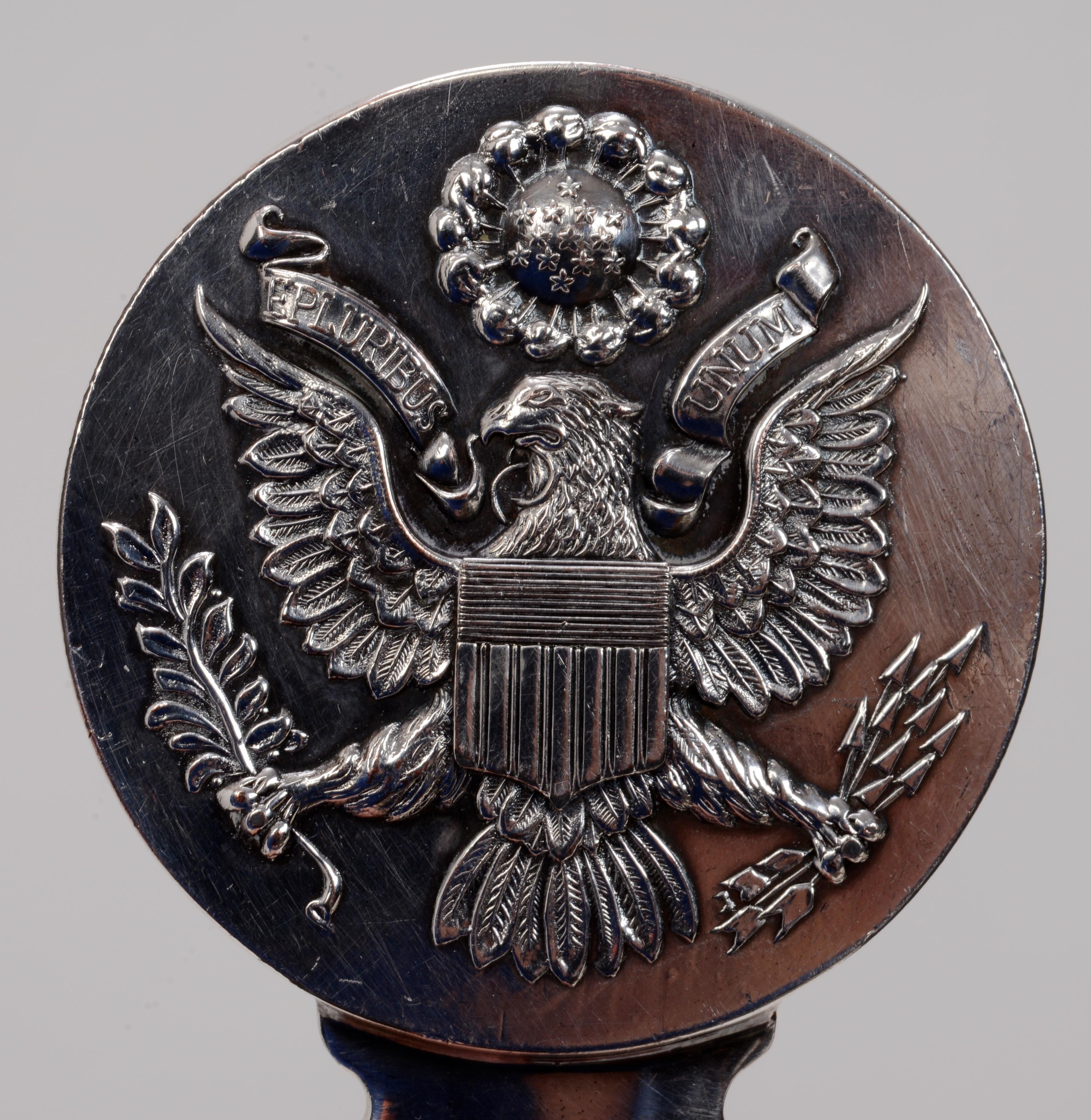 Vintage Christofle Silver Plated Letter Opener, US Eagle Seal, C1960. Given by President John F. Kennedy to Colonel Michael Paul. From the estate of Colonel Paul. Paul Michael Iogolevitch - 1901/1980, later known as Colonel Michael Paul was a