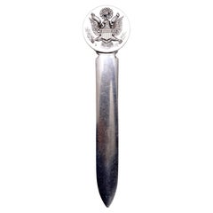 Christofle Silver Plated Letter Opener, US Eagle Seal, Given by JFK to Col. Paul