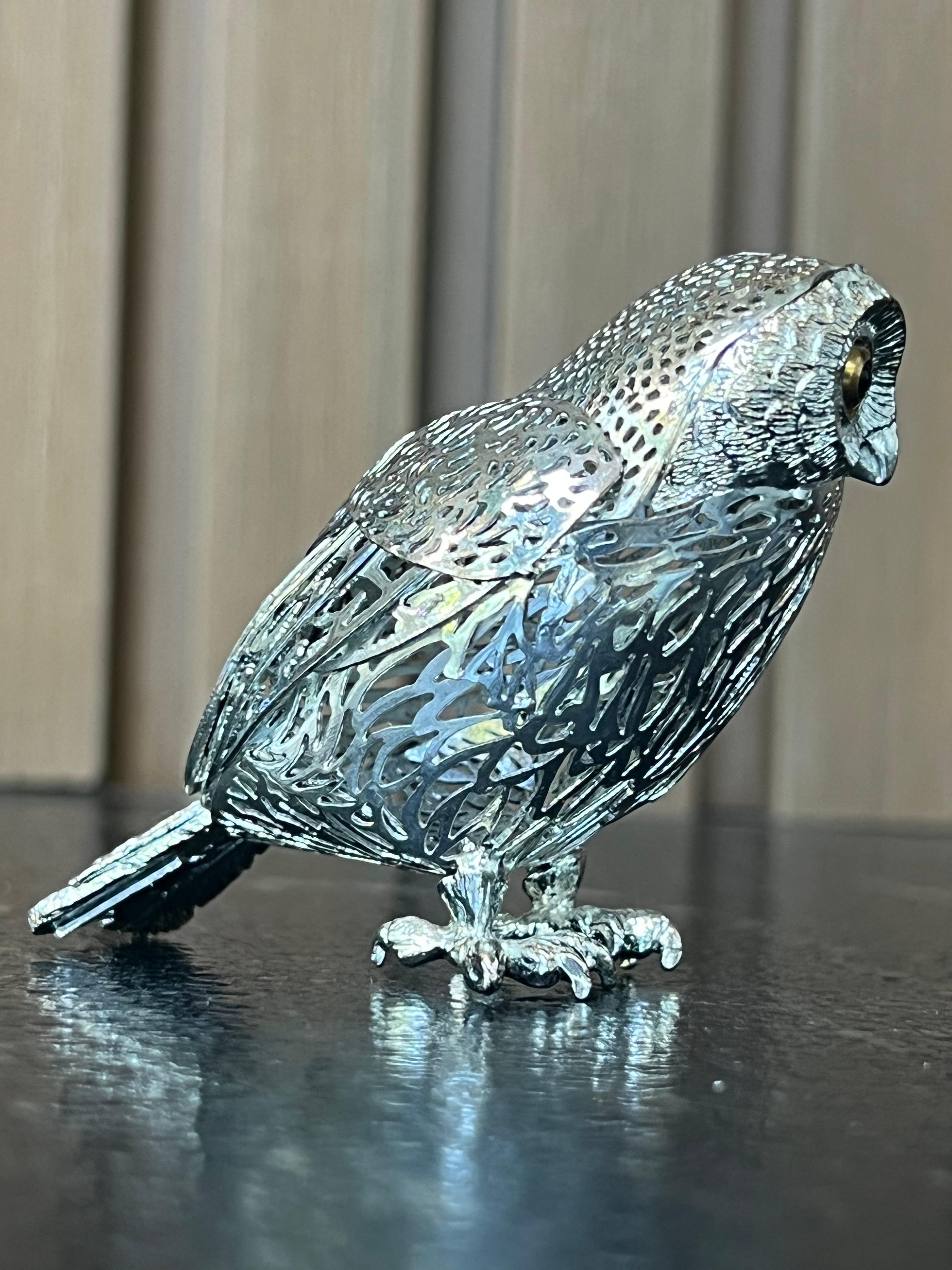 Arts and Crafts Christofle Silver Plated Lumiere D'Argent Owl Figurine