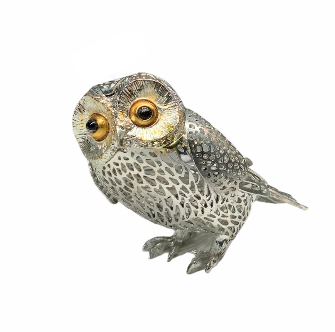 Arts and Crafts Christofle Silver Plated Lumiere D’Argent Owl Figurine