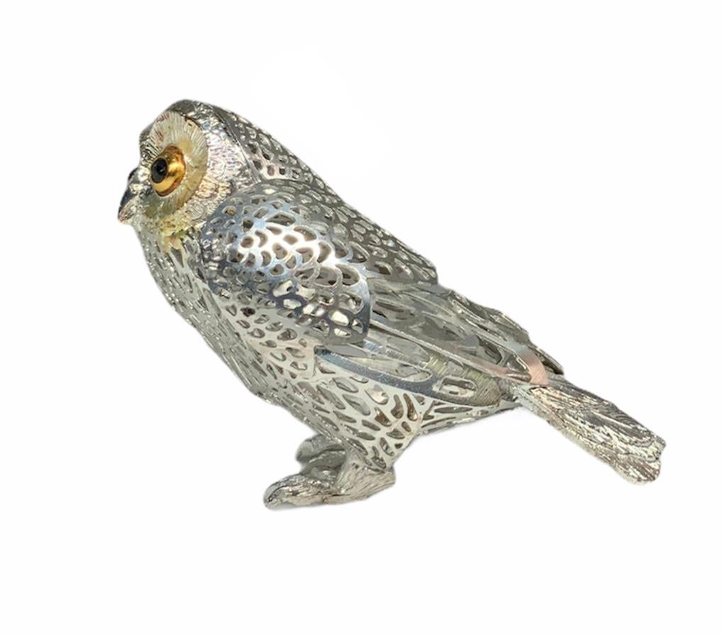 Christofle Silver Plated Lumiere D’Argent Owl Figurine In Good Condition In Guaynabo, PR
