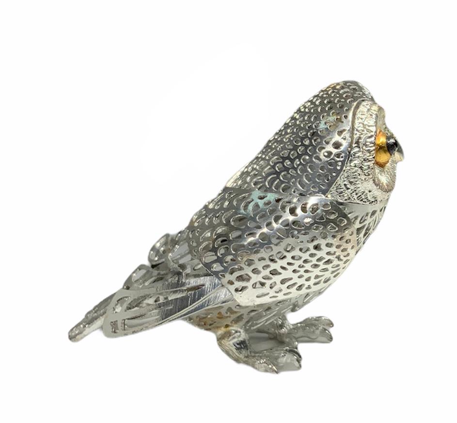 20th Century Christofle Silver Plated Lumiere D’Argent Owl Figurine