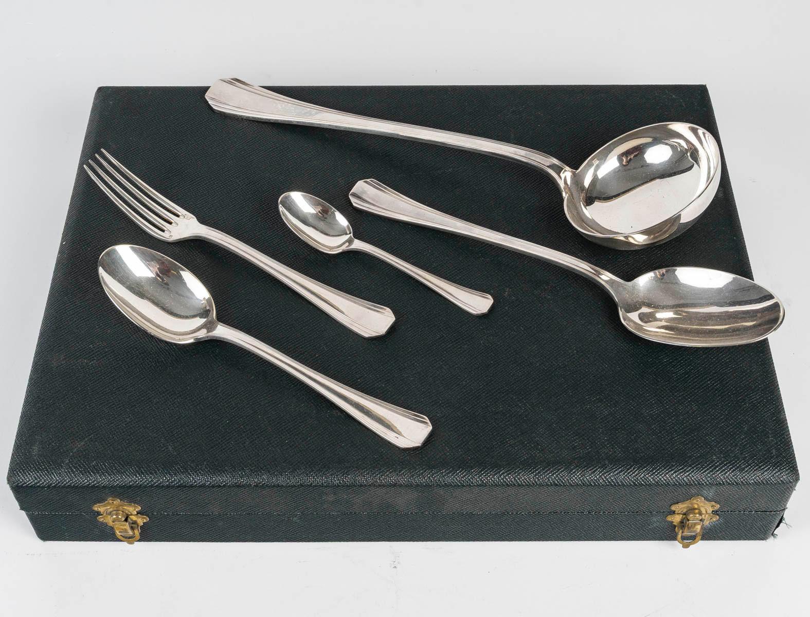 French Christofle Silver Plated Menagère in its Box. For Sale
