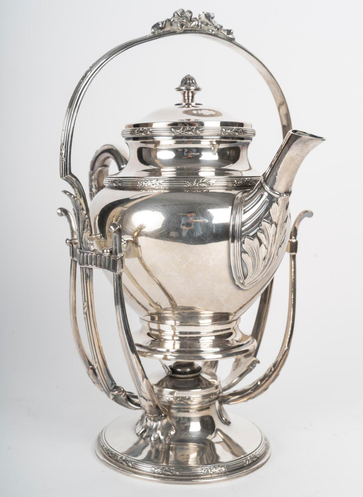Christofle Silver-Plated Samovar, Napoleon III Style, 20th Century. For Sale 3