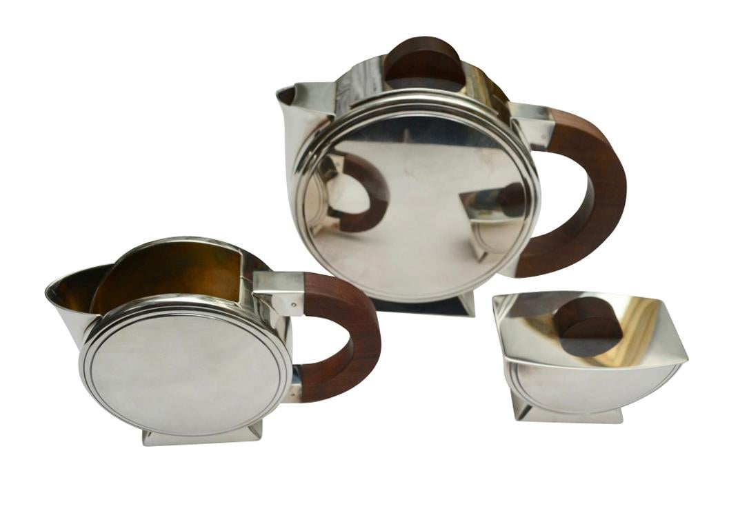 Art Deco Christofle Silver Plated Tea Set after a Design by Christian Fjerdindstad