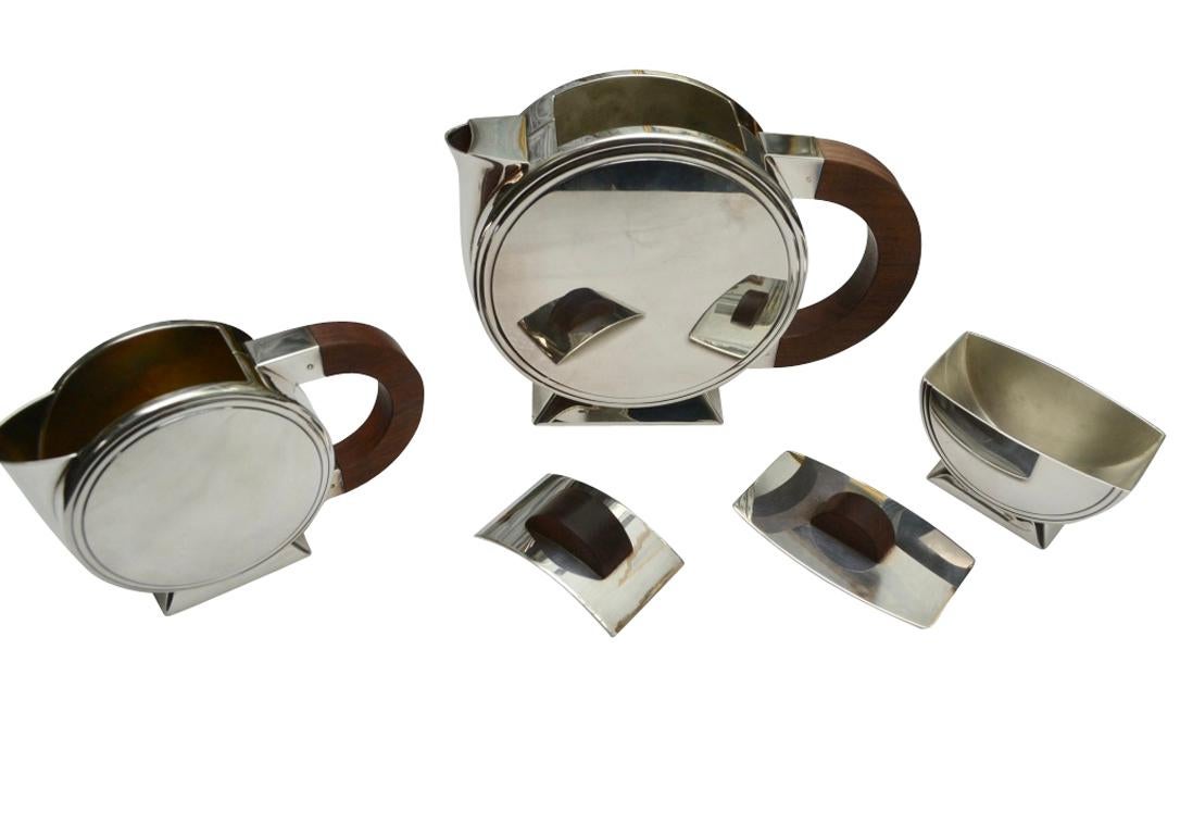 French Christofle Silver Plated Tea Set after a Design by Christian Fjerdindstad