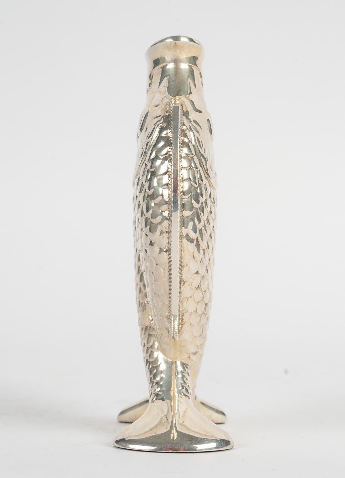 Christofle Silver-Plated Vase With Two Fish, 20th Century. at 1stDibs