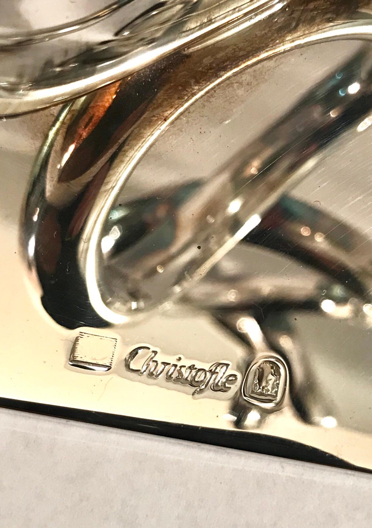 Christofle Silver Plated Vertigo Four-Ring Candlesticks For Sale 7