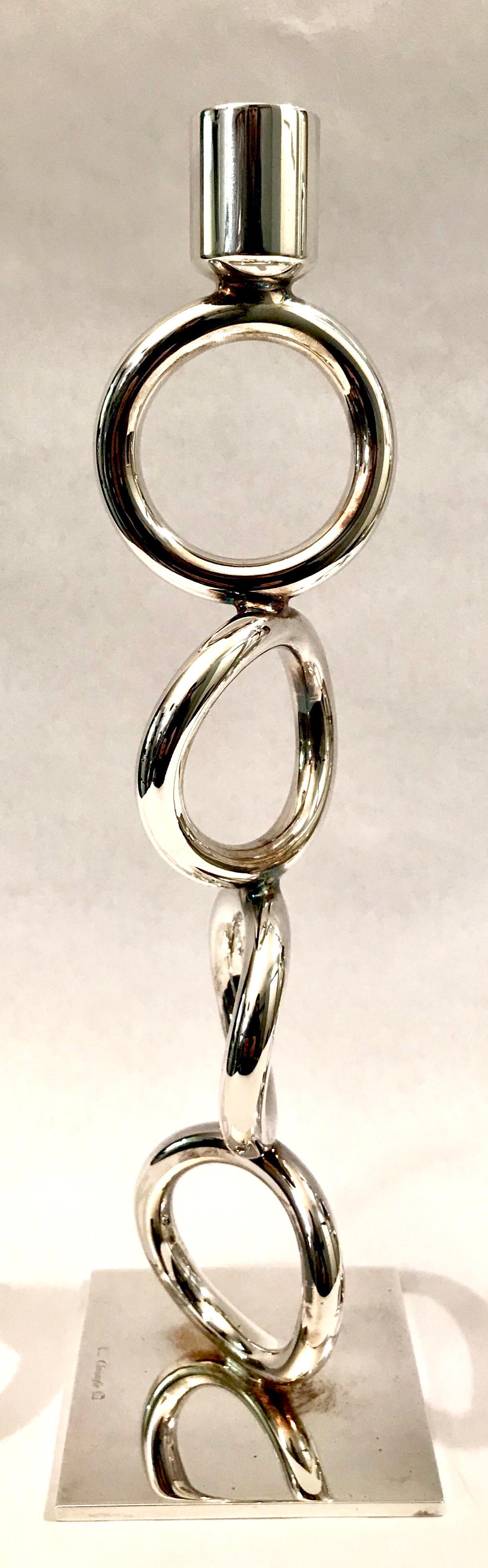 Christofle Silver Plated Vertigo Four-Ring Candlesticks For Sale 1